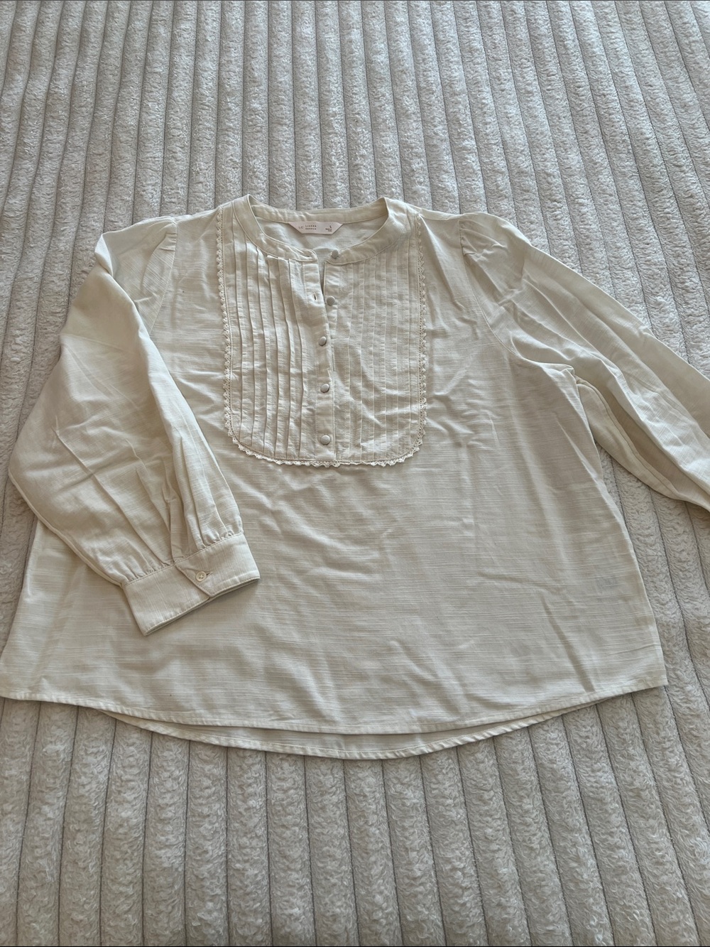 LC Lauren Conrad Cream Pintuck Bib Blouse